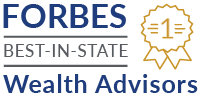 Text reading "Forbes Best-in-State Wealth Advisors" with gold #1 award.