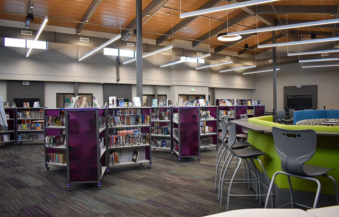 Library in North Hills Middle School, formerly Lahser High School, in Bloomfield Hills Schools, Michigan